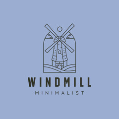 windmill line art logo vector symbol illustration design, line art style