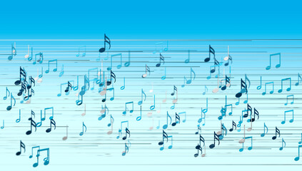 Fototapeta na wymiar Diseño de fondos musicales. Escritura musical. Ilustración 3d de notas musicales y signos musicales de la hoja de música abstracta. Canciones y concepto de melodía.
