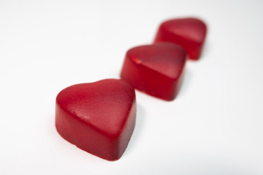 Red heart candy chocolates, shallow depth of field. © Barry