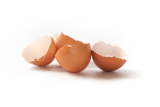 egg shells broken isolated on white background