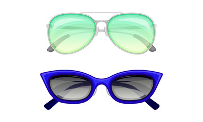 Sunglasses or Shades as Protective Eyewear for Sunny Weather Vector Set