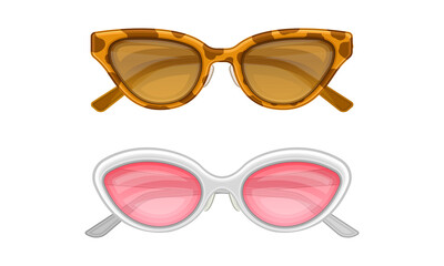 Sunglasses or Shades as Protective Eyewear for Sunny Weather Vector Set