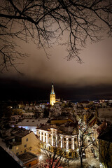 Night winter panorama of Tallinn in Estonia