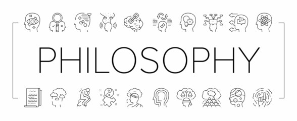 Philosophy Science Collection Icons Set Vector . - obrazy, fototapety, plakaty
