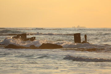 Tel Aviv coastline and skyline as seen from The Mediterranean sea. High quality photo