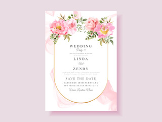 Soft pink flower wedding invitation card