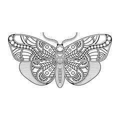 vector butterfly black and white element line art print design