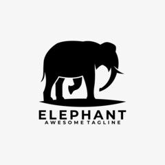 Elephant logo design vector flat color