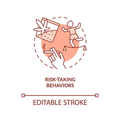 Risk-taking behaviors terracotta concept icon. Alcohol and drug addiction abstract idea thin line illustration. Isolated outline drawing. Editable stroke. Arial, Myriad Pro-Bold fonts used