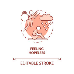 Feeling hopeless terracotta concept icon. Everyday sadness. Teenager mental problems abstract idea thin line illustration. Isolated outline drawing. Editable stroke. Arial, Myriad Pro-Bold fonts used