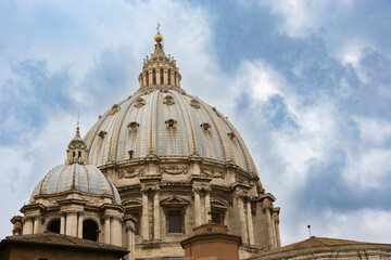Fototapeta na wymiar Saint Peter's Basilica Viewed from the Vatican Museum, Rome Italy