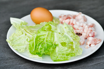 egg, minced pork or ground pork and vegetable for cook