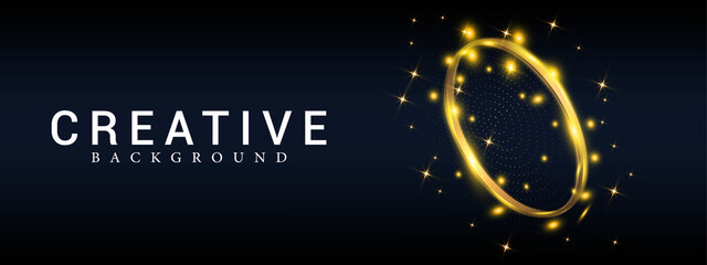 Abstract golden light circle effect. with the concept of luxury