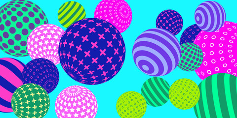 Retro 3d illustration abstract balls, great design for any purposes.  Modern poster for cover design.  Vector modern banner. Abstract bright wallpaper. 3d geometric shape  illustration.