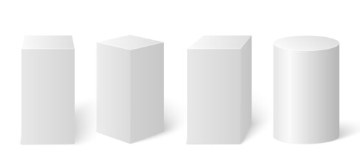 Geometric shape. Pedestal for winners. Realistic 3d figures