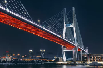 Photo sur Plexiglas Pont de Nanpu Shanghai Nanpu Bridge Vue de nuit de la ville de Shanghai