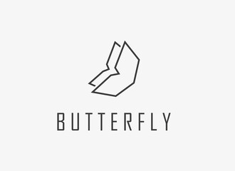 Butterfly Logo. Minimalist Elegant Butterfly Robot Logo Design with line art Style. Design Vector Icon Illustration.