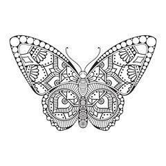 vector butterfly black and white element line art print design