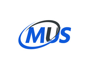 MUS letter creative modern elegant swoosh logo design