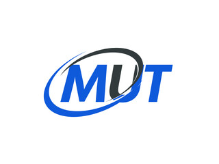 MUT letter creative modern elegant swoosh logo design