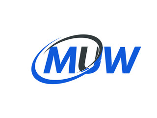 MUW letter creative modern elegant swoosh logo design