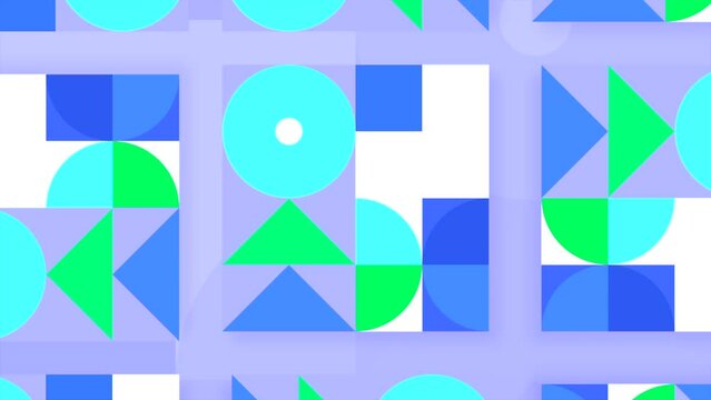 Abstraction. Motion.Blue and green geometric shapes alternate their colors