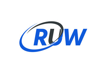 RUW letter creative modern elegant swoosh logo design