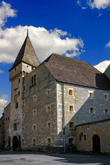 Fototapeta na wymiar Old Colombier castle. Municipality of Milvignes, Switzerland