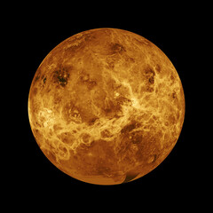 The planet Venus isolated on black background 