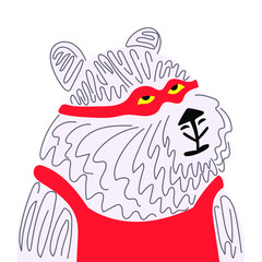 Cute bear in a superhero costume. Illustration of a circus show. Graphics on T-shirts