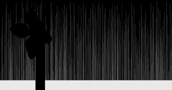 3d render with black and white silhouette background with wind tower