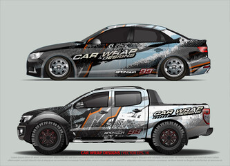 Racing car wrap design vector for vehicle vinyl sticker and automotive decal livery