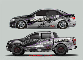 Racing car wrap design vector for vehicle vinyl sticker and automotive decal livery
