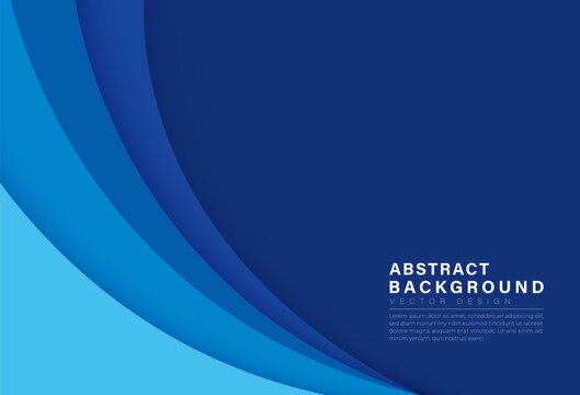 Abstract blue curve paper layers background. Minimal style gradient curvy template design with shadow. Trendy simple element with space for your text. Suit for cover, poster, brochure, website, flyer