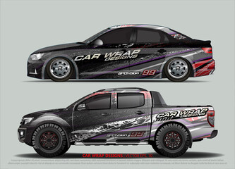 Racing car wrap design vector for vehicle vinyl sticker and automotive decal livery