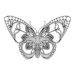 vector butterfly black and white element line art print design