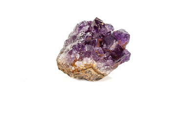 Amethyst Crystal Druse  macro mineral on white background