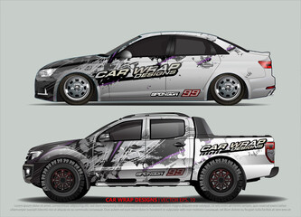 Racing car wrap design vector for vehicle vinyl sticker and automotive decal livery