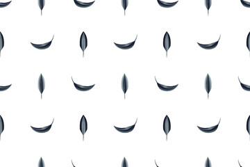 black and white seamless pattern of bird feathers