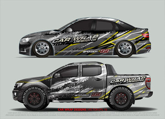 Racing car wrap design vector for vehicle vinyl sticker and automotive decal livery