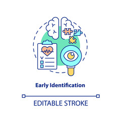 Early identification concept icon. Patient service. Stage of palliative care abstract idea thin line illustration. Isolated outline drawing. Editable stroke. Arial, Myriad Pro-Bold fonts used