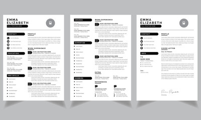 Vector Minimalist Creative Resume Template and Cover Letter with Two Page Resume Layout Accents