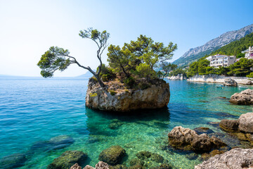 amazing rock in Brela on Makarska riviera in Dalmatia in Croatia - 487838764