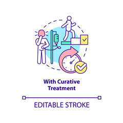 With curative treatment concept icon. Palliative care characteristic abstract idea thin line illustration. Isolated outline drawing. Editable stroke. Arial, Myriad Pro-Bold fonts used