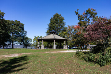 Devries Park in Sleepy Hollow New York with a Gazebo and Trees