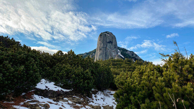 View of the Toaca peak in Carpathians, Romania