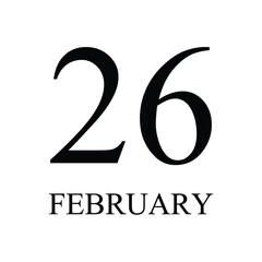 26 February Icon Vector Illustration . Date , Day Of Mouth