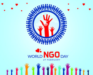 World NGO Day. 27th February. Template for background, banner, card, poster. vector illustration.