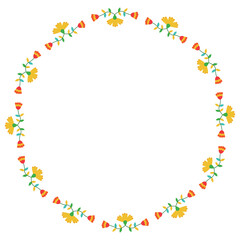 Obraz premium Round floral border. Mexican embroidery style Otomi.