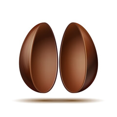 Mockup of Easter chocolate egg bisected to halves. - 487840723